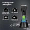 AGARO Grand Body Trimmer, For Beard, Body Shaving, 6 Length Settings, Self Sharpening Ceramic Blades, Waterproof (IPX7), Cordless, LED Torch, Dock Charging