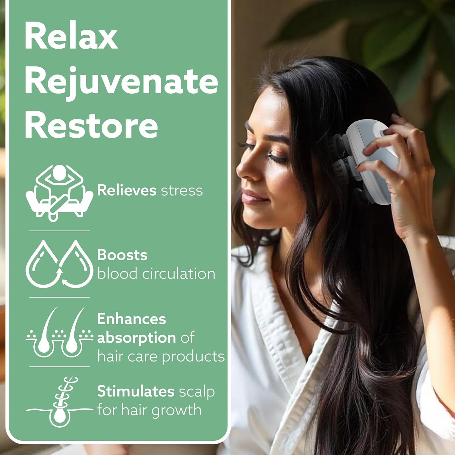 AGARO Scalp Massager, Stress Relief & Relaxation, Handheld & Portable, Rechargeable Electric Head Kneading Massager, 3 Speed Modes, Head Scratcher...
