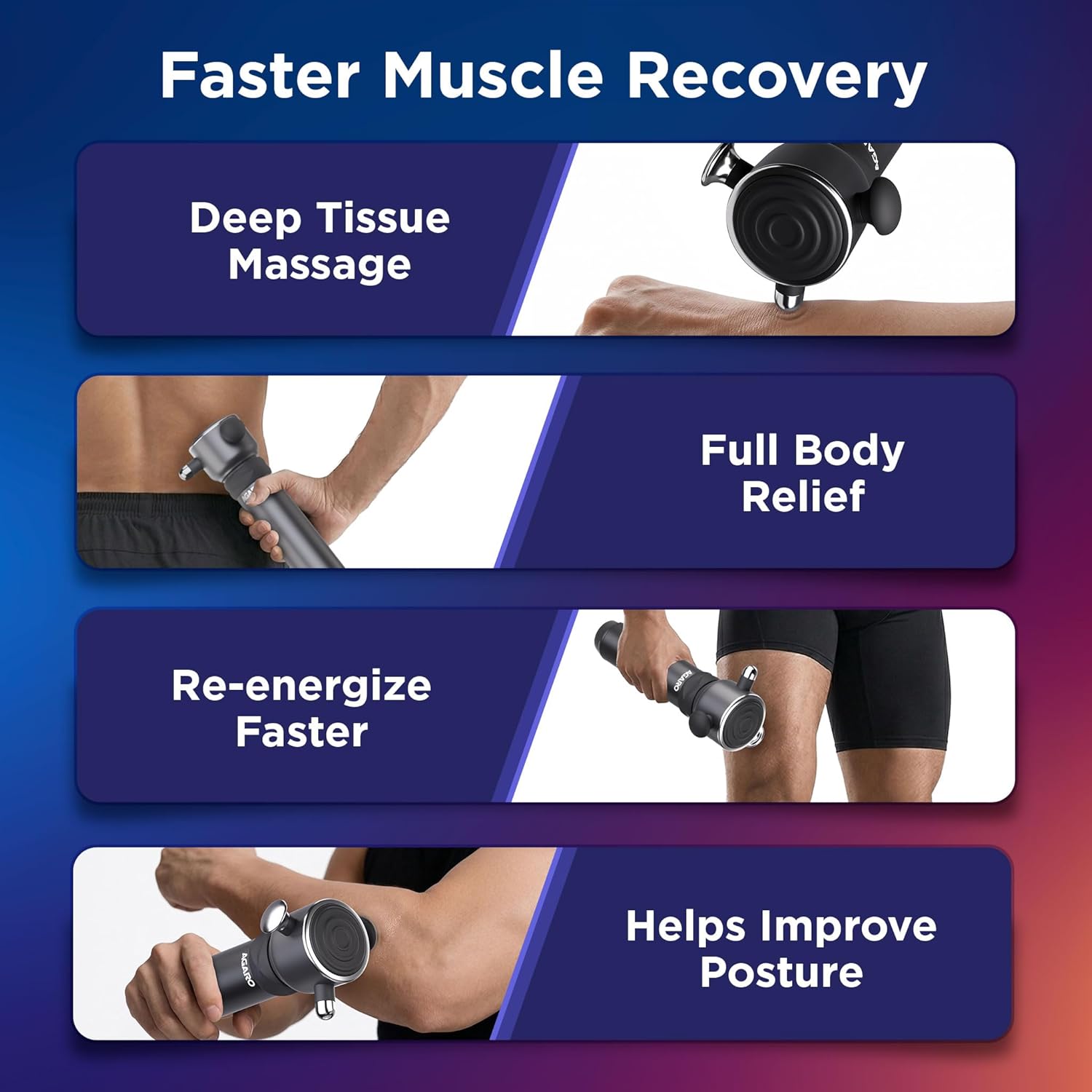AGARO Imperial Handheld Deep Tissue Massager, Vibrating Muscle Massager - Therapy Back Massager for All Body Relief - Muscle Relaxation and Fascial Binding - Trigger Point Therapy Massage Gun, Black