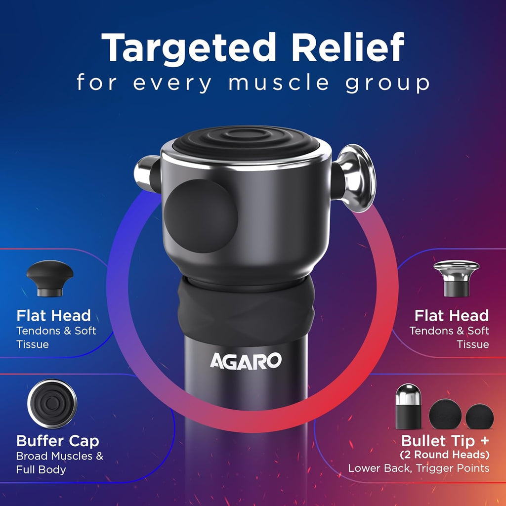 AGARO Imperial Handheld Deep Tissue Massager, Vibrating Muscle Massager - Therapy Back Massager for All Body Relief - Muscle Relaxation and Fascial Binding - Trigger Point Therapy Massage Gun, Black