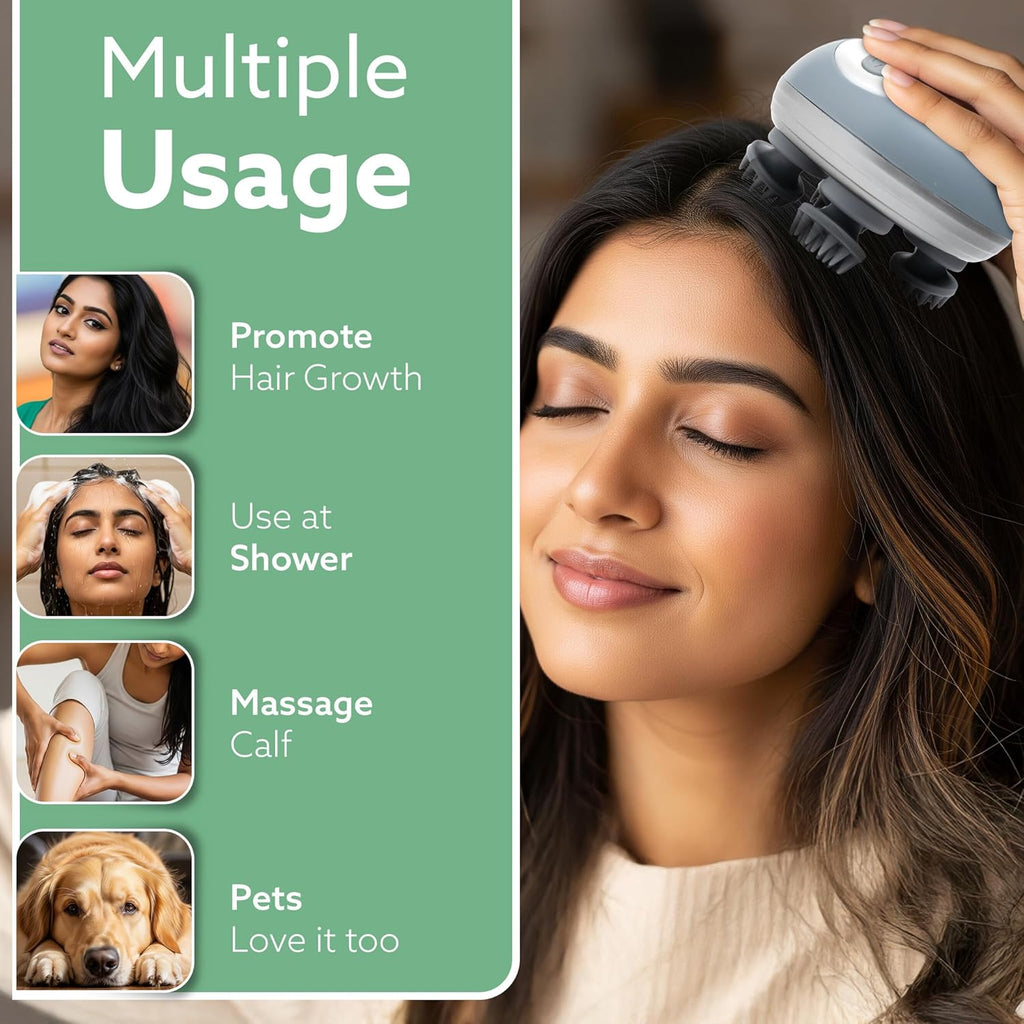 AGARO Scalp Massager, Stress Relief & Relaxation, Handheld & Portable, Rechargeable Electric Head Kneading Massager, 3 Speed Modes, Head Scratcher...