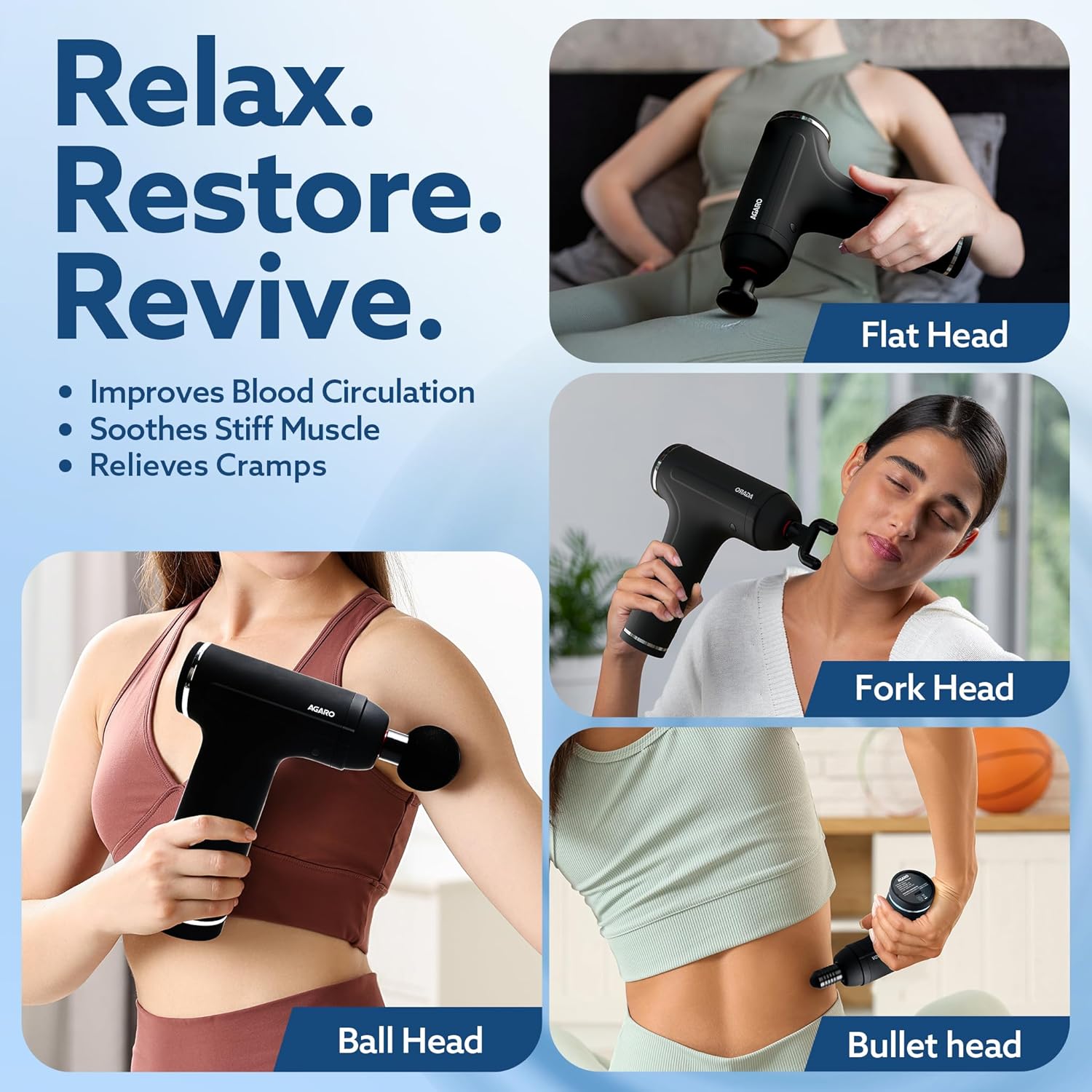 AGARO All Body Relief - Muscle Relaxation and Fascial Binding - Trigger Point Therapy Massage Gun, Black